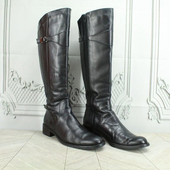 Santana Black Leather Side Zipper Tall Riding Boots Size 8 Medium - Picture 3 of 9